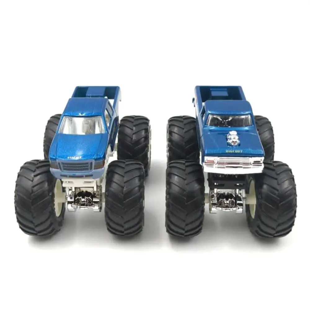 Lot 2 Blue Bigfoot Monster Truck Vehicles Oversized Wheels Mattel Hot Wheels